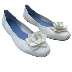 NEW! ROTHY'S The Petal Square Ballet Flats in Love Bird White/Cream - Size 9.5